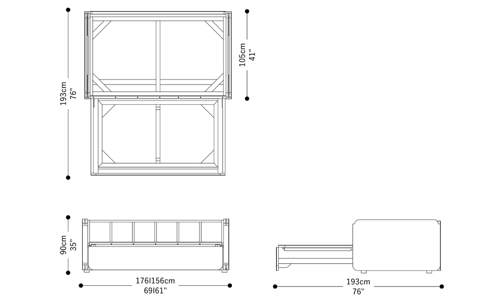 Image of the main dimensions of the product